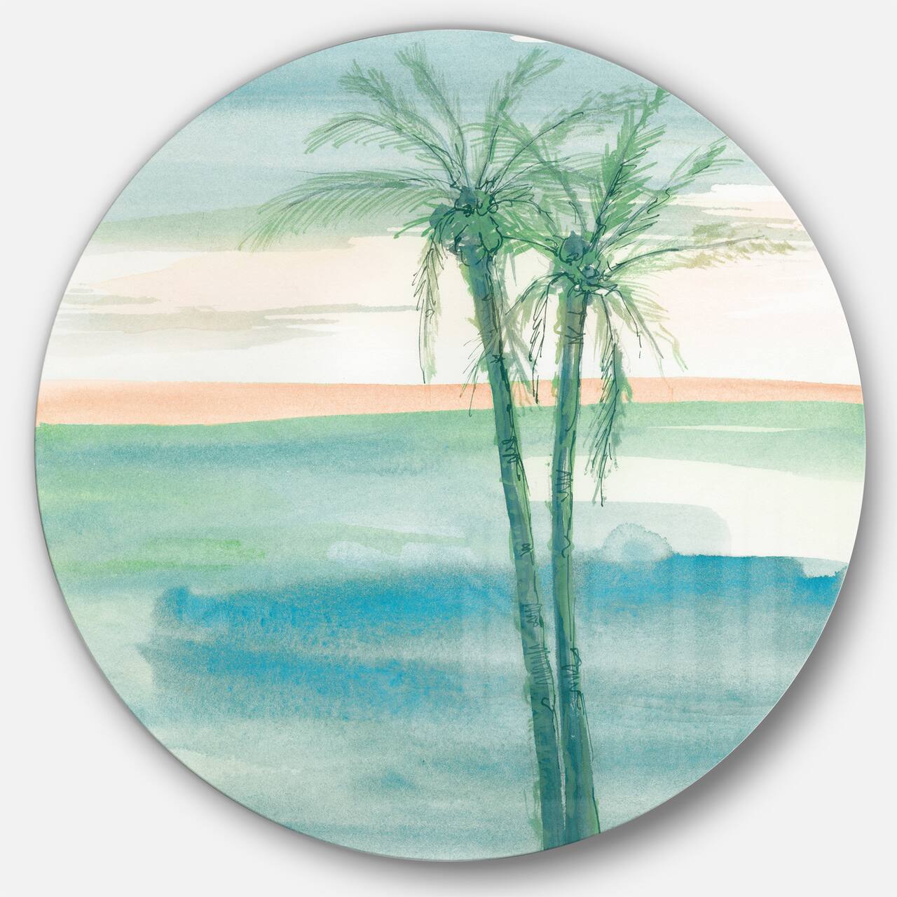 Designart - Peaceful Dusk II Tropical - Nautical & Coastal Metal Circle Wall Art
